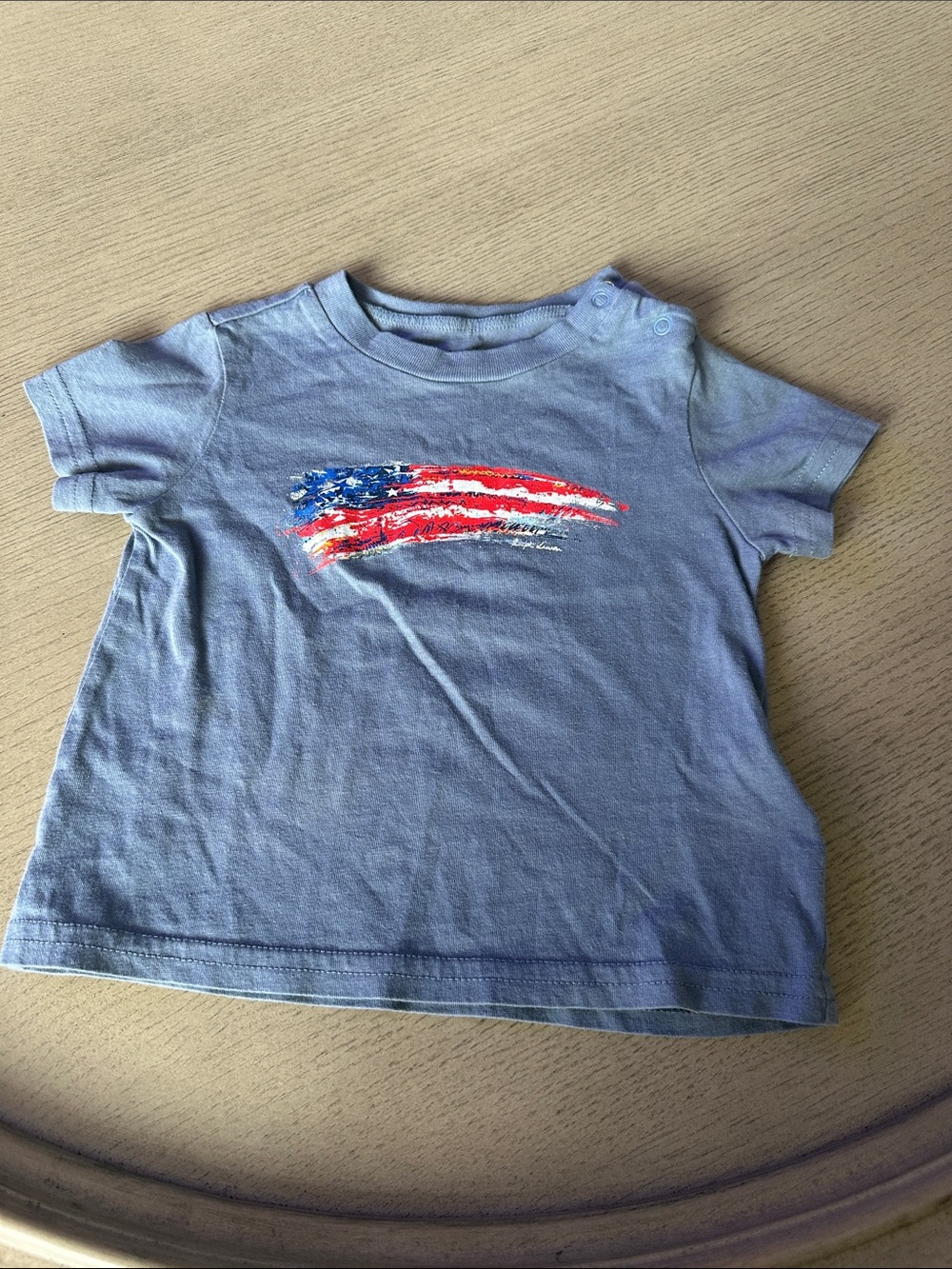 Polo by Ralph Lauren Light Blue Short-Sleeve Tee with Flag Brush Graphic